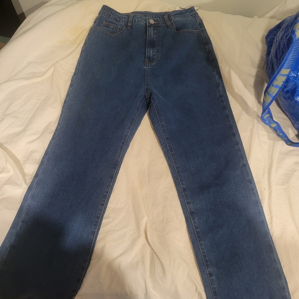 SHEIN Men's Straight Blue Jeans